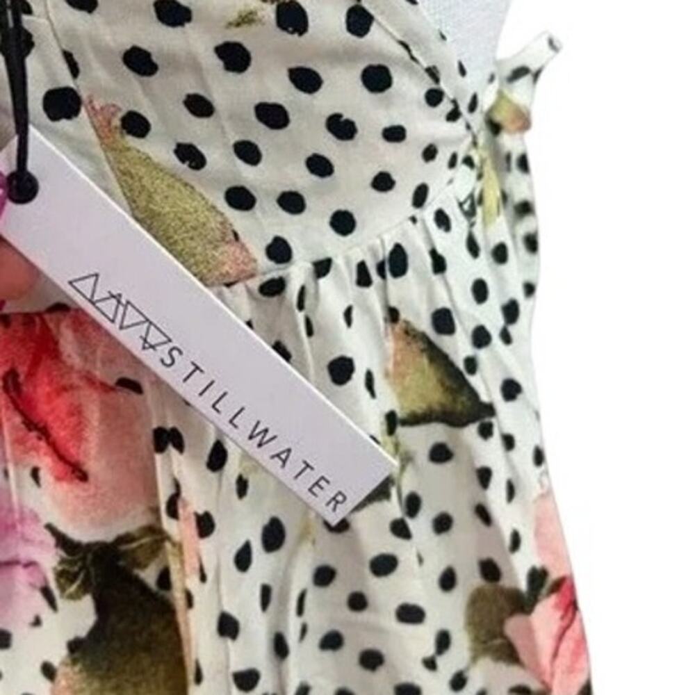 Stillwater Floral Polka Dot Open Back Maxi Dress M NWT Side Slit Pockets Boho - Picture 9 of 10